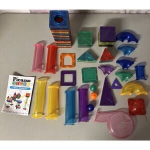 Picasso Tiles Magnetic Playset Marble Run STEM Builder Magna Tiles Tubes Mix Lot